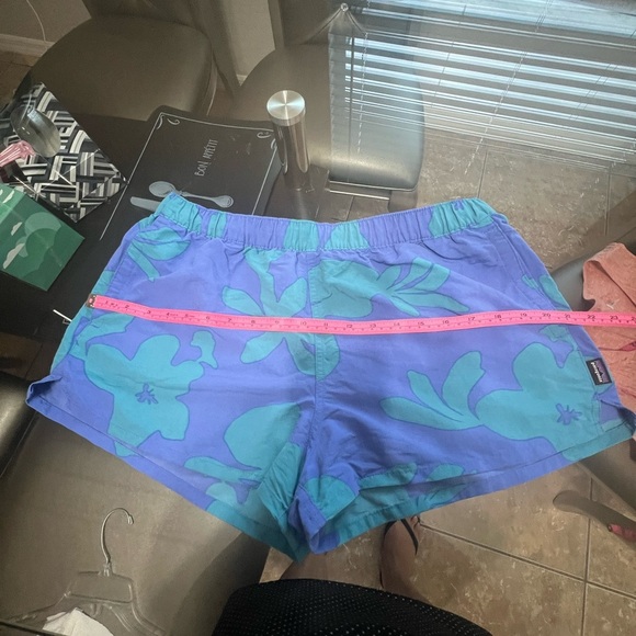Patagonia Blue and Green Athletic Shorts with Iridescent Design - Picture 3 of 3